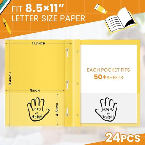 Henoyso 24 Pcs 2 Pocket Take Home Folders Parent-Teacher Communication Plastic Homework Folder with 3 Clear Pockets and 3 Prongs for School Office, 11.8 x 9.45 Inch(Red) in Saudi Arabia
