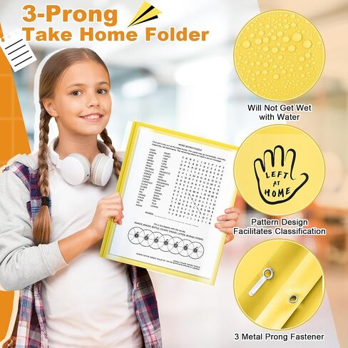 Henoyso 24 Pcs 2 Pocket Take Home Folders Parent-Teacher Communication Plastic Homework Folder with 3 Clear Pockets and 3 Prongs for School Office, 11.8 x 9.45 Inch(Red) in Saudi Arabia