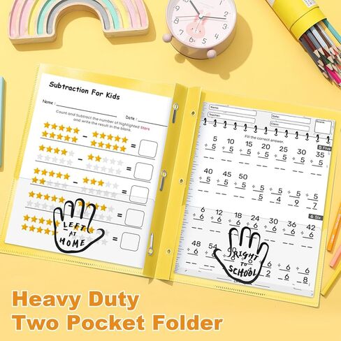 Henoyso 24 Pcs 2 Pocket Take Home Folders Parent-Teacher Communication Plastic Homework Folder with 3 Clear Pockets and 3 Prongs for School Office, 11.8 x 9.45 Inch(Red) in Saudi Arabia