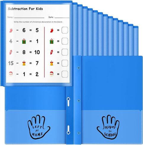 Henoyso 24 PCS 2 Pocket Take Home Bolders Folder-Actor-Actors Communication Plastic Homeord مع 3 جيوب واضحة و 3 شق لمكتب المدرسة ، 11.8 × 9.45 بوصة (أحمر) in Kuwait