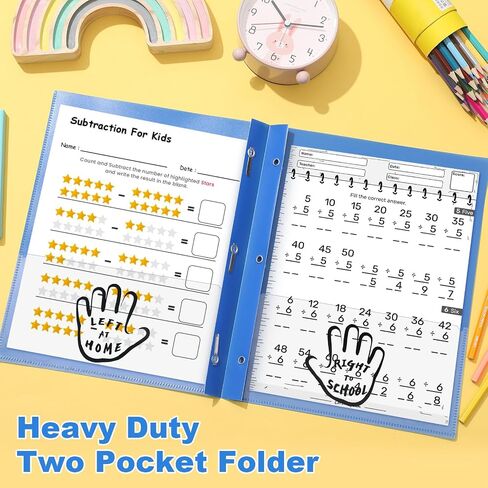 Henoyso 24 PCS 2 Pocket Take Home Bolders Folder-Actor-Actors Communication Plastic Homeord مع 3 جيوب واضحة و 3 شق لمكتب المدرسة ، 11.8 × 9.45 بوصة (أحمر) in Kuwait
