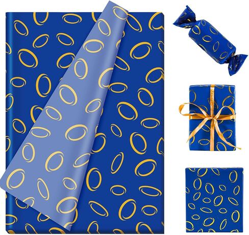 Whaline 100 Sheets Blue Cartoon Hedgehog Tissue Paper Gold Ring Gift Paper Paper Game Diy Art Crafts Tissue لحفلة ألعاب عيد ميلاد العطلات ، 13.8 × 19.7 بوصة in Saudi Arabia