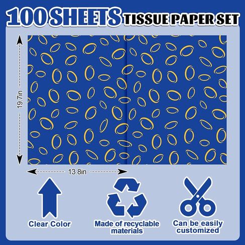 Whaline 100 Sheets Blue Cartoon Hedgehog Tissue Paper Gold Ring Gift Paper Paper Game Diy Art Crafts Tissue لحفلة ألعاب عيد ميلاد العطلات ، 13.8 × 19.7 بوصة in Saudi Arabia