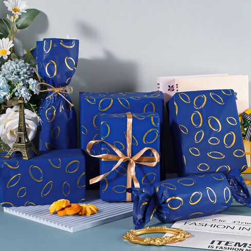 Whaline 100 Sheets Blue Cartoon Hedgehog Tissue Paper Gold Ring Gift Paper Paper Game Diy Art Crafts Tissue لحفلة ألعاب عيد ميلاد العطلات ، 13.8 × 19.7 بوصة in Saudi Arabia