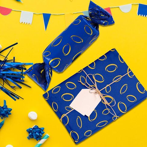 Whaline 100 Sheets Blue Cartoon Hedgehog Tissue Paper Gold Ring Gift Paper Paper Game Diy Art Crafts Tissue لحفلة ألعاب عيد ميلاد العطلات ، 13.8 × 19.7 بوصة in Saudi Arabia