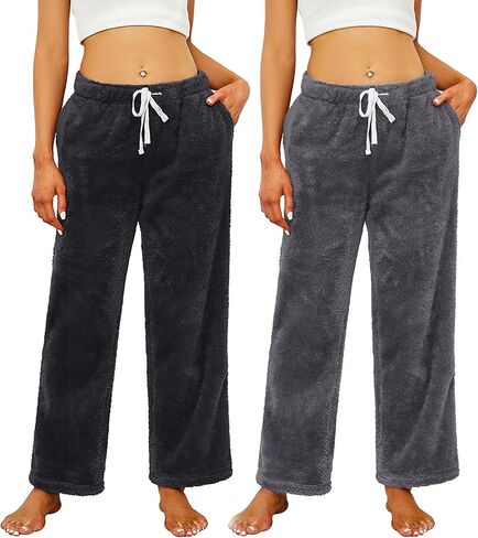 HEARTNICE Women's Warm Plush Pajama Pants Soft Fluffy Pajama Sleep Pants Comfy Fuzzy Lounge Pants Fleece Bottoms Sleepwear in Kuwait