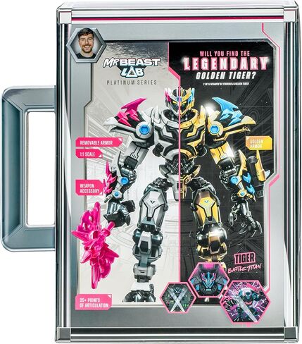 MrBeast Lab Platinum Series 6.5" Panther Battle Titan Collector Figure, Extreme Detailing, Premium Packaging, 35 Points Of Articulation, Will You Discover A Legendary Titanium Panther? Styles May Vary in Kuwait