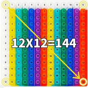 12x12 لوحة البوب ​​الضاعفة - لعبة تعلم الرياضيات التفاعلية للأطفال ، أداة STEM الحسية القابلة للورق ، مخطط تكاثر الفصول الدراسية ومدرسة Homeschool ، لعبة تخفيف الإجهاد ، CPC معتمد in Kuwait