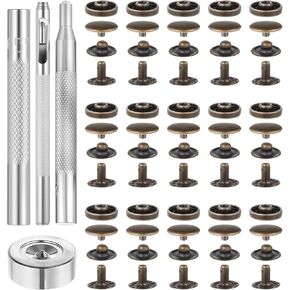 50 Sets Leather Button Snap Kit, Leather Snaps and Fasteners Kit, 10mm Bronze Metal Snaps for Leathers, Stainless Steel Leathers Snap Fastener Kits with 4PCS Setter Tools or Sewing Clothing, Bracelet in Kuwait