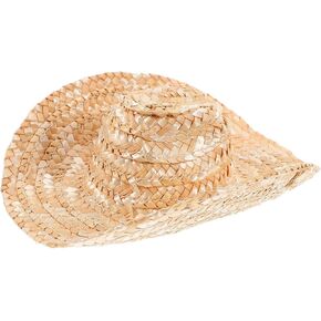 LOGOFUN Mini Straw Hat Straw Miniature Cowboy Hat for Crafts Small Straw Cowboy Hat for DIY Craft Doll Costume Accessories Multicolored in Kuwait