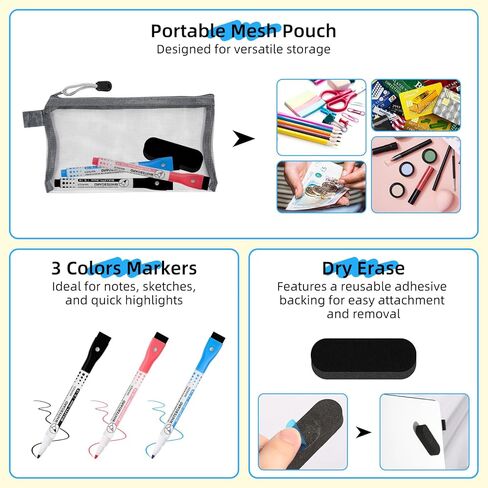 AGM Portable White Board Dry Erase Notebook, 8.4" x 6" Double Sided Folding Whiteboards with 3 Pens, Small Travel Dry Erase Board Skin-Friendly Material for Study, Meeting, Planning, Dark in Kuwait