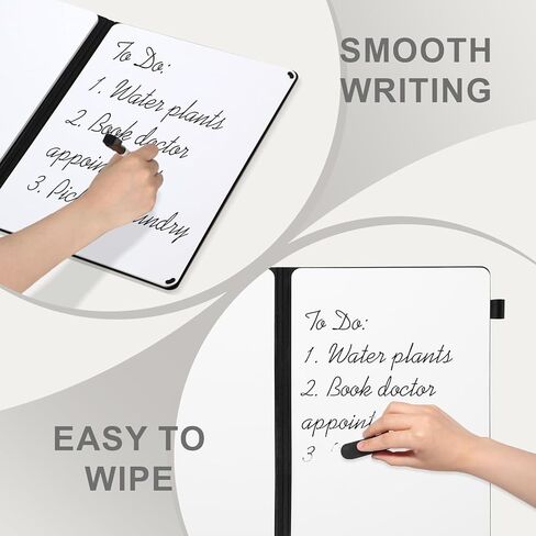 AGM Portable White Board Dry Erase Notebook, 8.4" x 6" Double Sided Folding Whiteboards with 3 Pens, Small Travel Dry Erase Board Skin-Friendly Material for Study, Meeting, Planning, Dark in Kuwait