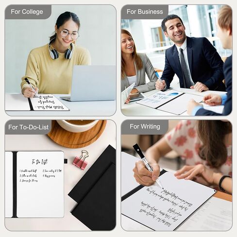 AGM Portable White Board Dry Erase Notebook, 8.4" x 6" Double Sided Folding Whiteboards with 3 Pens, Small Travel Dry Erase Board Skin-Friendly Material for Study, Meeting, Planning, Dark in Kuwait