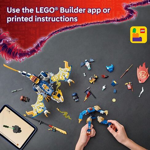 LEGO NINJAGO Rogue’s Mech Dragon Rider Building Toy - Dragons Rising Play Set & 4 Ninja Toy Minifigures for Boys & Girls, Ages 8+ - 2 Ways to Build & Play - Gift Idea for Birthdays - 71843 in Saudi Arabia
