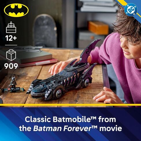 Lego DC Batman: Batman Forever Batmobile Kids Toy - لعبة بناء وتعلم لعبة الفتيات والفتيان ، الذين تتراوح أعمارهم بين 12+ - سيارة نموذجية مع Minifigure - فكرة هدية لأعياد الميلاد - 76304 in Saudi Arabia