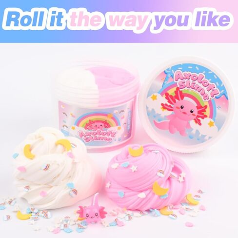 Blue Axolotl Slime ، مجموعة Slime Butter Butter ، Favors Party Party Favors للأطفال ، لعبة Super Soft ، غير طارقة ، مسطّحة ، هدايا أعياد الميلاد للبنين والبنات in Kuwait