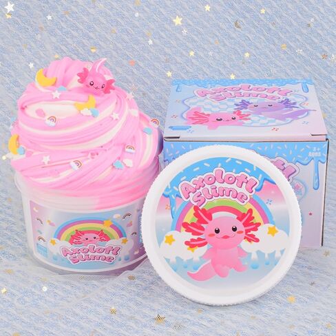 Blue Axolotl Slime ، مجموعة Slime Butter Butter ، Favors Party Party Favors للأطفال ، لعبة Super Soft ، غير طارقة ، مسطّحة ، هدايا أعياد الميلاد للبنين والبنات in Kuwait