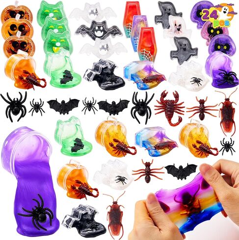 Joyin 24 PCS Halloween Slime Toys ، تمتد ألعاب Squishy لصالح الحفلات الهالوين ، وتوتر الوحل الوحل للأطفال ، أو خدعة أو علاج حشو حقيبة Goodie ، والطلاب جائزة الفصل الدراسي in Kuwait