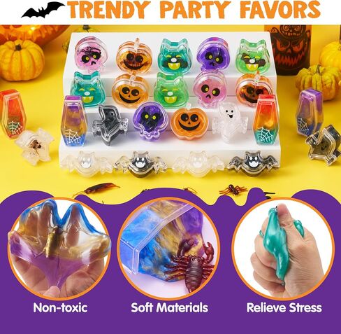 Joyin 24 PCS Halloween Slime Toys ، تمتد ألعاب Squishy لصالح الحفلات الهالوين ، وتوتر الوحل الوحل للأطفال ، أو خدعة أو علاج حشو حقيبة Goodie ، والطلاب جائزة الفصل الدراسي in Kuwait