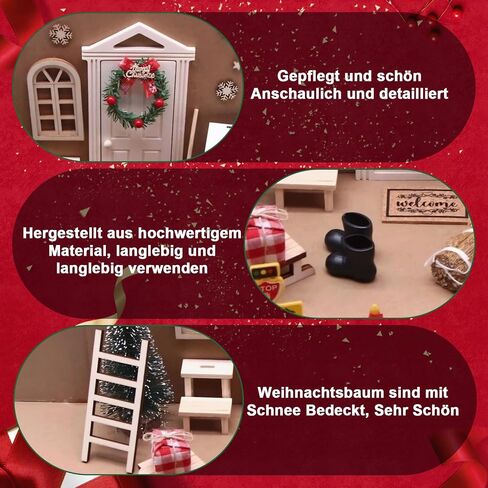 42Pcs Christmas Fairy Door Decorations, Mini Wooden Enchanted Doors, DIY Dollhouse Accessories for Decoration, Tiny Outdoor Decor for Girl Kids Xmas Accessories Fairy Tale in Saudi Arabia