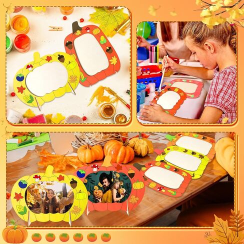 Geelin 24 Pack Fall DIY Picture Frames Craft Kit Wooden Pumpkin Photo Frame for Thanksgiving Autumn Fall Decor, Home Table Tabletop Display Fun DIY Classroom Home Activities Art Decoration in Saudi Arabia
