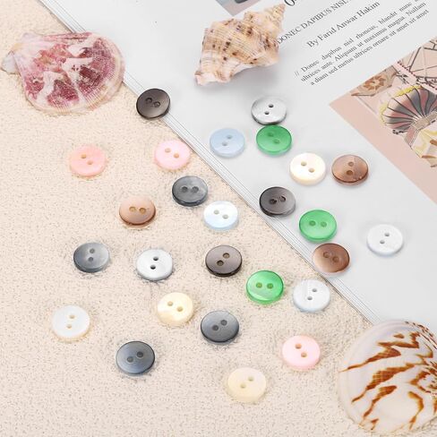 uxcell 15Pcs Natural Shell Buttons, 11.5mm Mother of Pearl Buttons Bowl Shaped Shell Shank Button for Shirt Sewing DIY Crafts Decoration, Gradient Green in Saudi Arabia