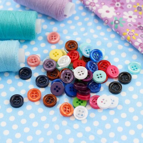 450pcs أزرار راتنجات راتنج 4 ثقوب زر خياطة الحرف 11.5 مم زر قميص ملون للحرف اليهمية ديكور ديكورب معطف DIY مشروع (15 لون) in Saudi Arabia