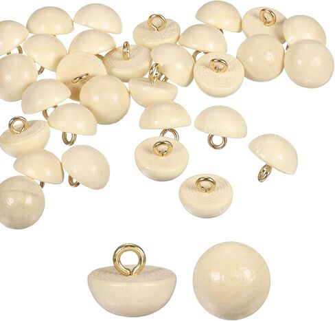 Harfington 30pcs أزرار الخشب 0.47 "(12 مم) نوع الفطر مقببة جولة الخياطة الخشبية الزر ملحقات الخياطة مع شانك لفساتين زفاف قميص تشيونغسام ، الأصفر in Saudi Arabia