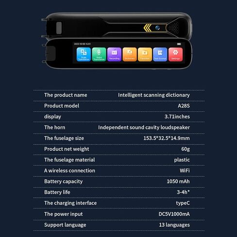 Translation Pen, 3.71-inch Screen Scanning Translator Pen, 112 Languages, Offline Text Extract, Support for Learning, Business Trips in Saudi Arabia