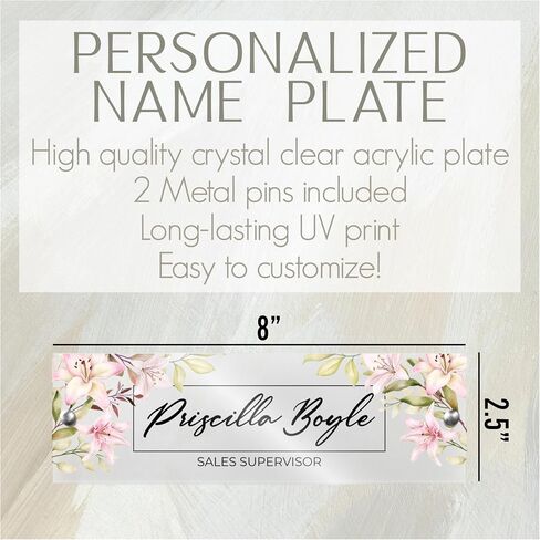 Personalized Acrylic Door Name Plate - 28 Backgrounds - Custom Name Plate for Wall, Office Decor, Teacher Appreciation Gifts in Saudi Arabia