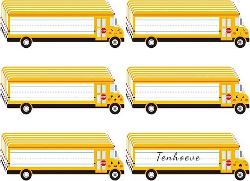 36 Pcs Classroom Name Tags for Desk, Self Adhesive Name Plates for Student Desks, School Bus Smile Design Desk Labels for Kindergarten Preschool Name Tags Classroom Supplies (Bus Body) in Saudi Arabia