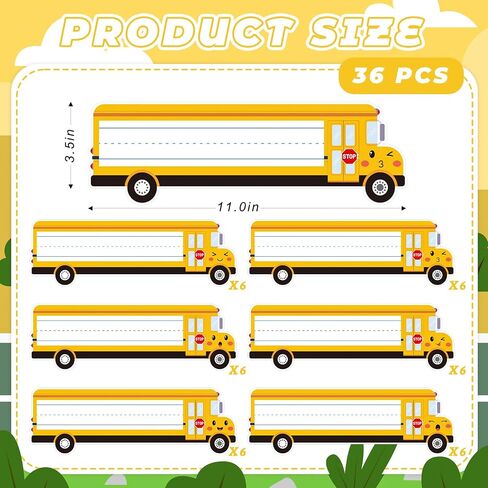 36 Pcs Classroom Name Tags for Desk, Self Adhesive Name Plates for Student Desks, School Bus Smile Design Desk Labels for Kindergarten Preschool Name Tags Classroom Supplies (Bus Body) in Saudi Arabia