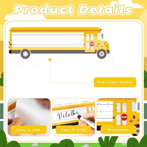 36 Pcs Classroom Name Tags for Desk, Self Adhesive Name Plates for Student Desks, School Bus Smile Design Desk Labels for Kindergarten Preschool Name Tags Classroom Supplies (Bus Body) in Saudi Arabia