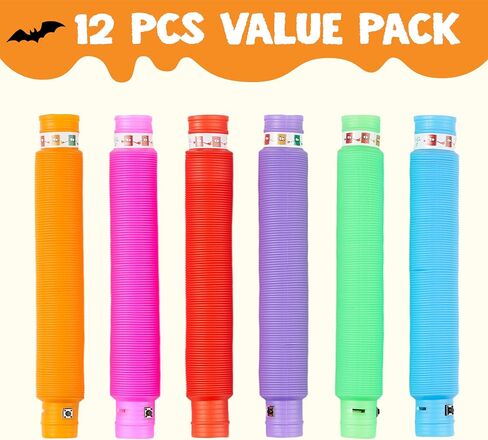 JOYIN 12PCS Halloween Glow Sticks Bulk Party Pack, Halloween Light Up Pop Tube Toys, 6 Colors Glowsticks for Kids Trick or Treat, Holiday Glow in the Dark Party Supplies Favors, Camp Games Activities in Saudi Arabia