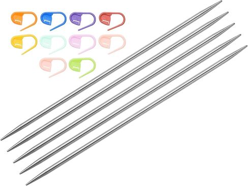 uxcell 5pcs حياكة الإبرة حجم الولايات المتحدة 1 (2.25 مم) 6 بوصات (15 سم) طول السترة ذات الفولاذ المقاوم للصدأ مزدوج الستائر مع 10 علامات غرزة ملونة للمشاريع المصنوعة يدويًا DIY in Saudi Arabia