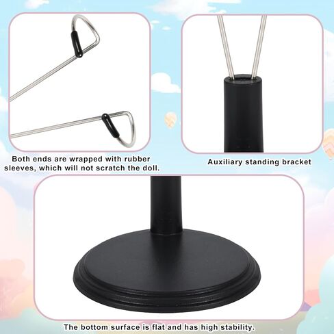 3pcs Doll Display Stands, Premium Adjustable Doll Display Support Holders Practical Standing Accessories for Storage and Organization (Black) in Saudi Arabia