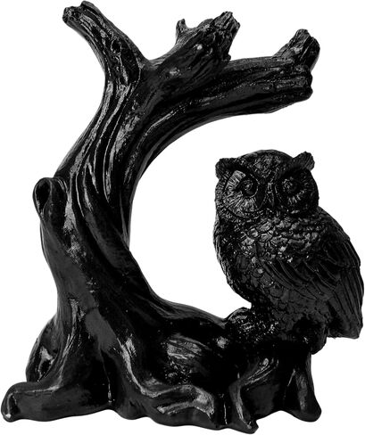 Owl Sphere Holder Crystal Stand Ball Resin Display – 4.92''x4.06'' Natural Quartz Wood Base Figurine, Stable Desktop Decoration for Bedroom, Office, Living Room, Study – Crystal Ball Decor Gift in Saudi Arabia
