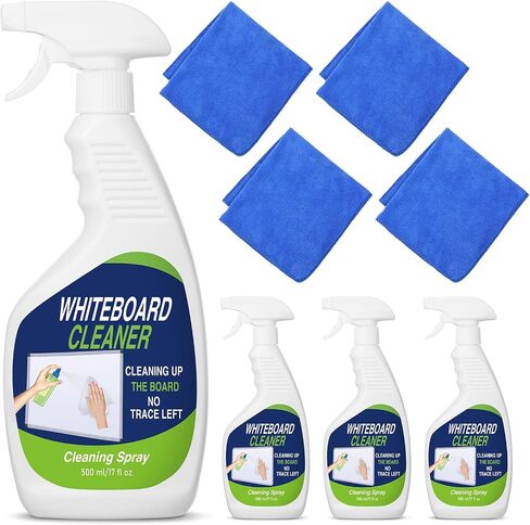 8 Pcs Whiteboard Cleaner Set 4 17 fl oz Dry Erase Board Liquid Cleaner with 4 Cloths White Board Cleaning Spray for Classroom Chalkboard Home Office in Saudi Arabia