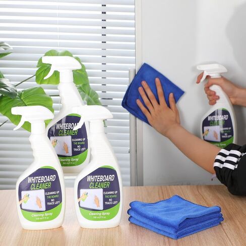 8 Pcs Whiteboard Cleaner Set 4 17 fl oz Dry Erase Board Liquid Cleaner with 4 Cloths White Board Cleaning Spray for Classroom Chalkboard Home Office in Saudi Arabia