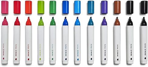 Staples Tru Red Tank Dry Erase Markers ، Tip Zisel ، ألوان متنوعة 12 علامات شكل برميل Squircle ، AP معتمدة من ألوان زاهية ، زاهية مشرقة ، صيغة الرائحة المنخفضة المثالية للفصول الدراسية ، المكتب ، المنزل in Kuwait