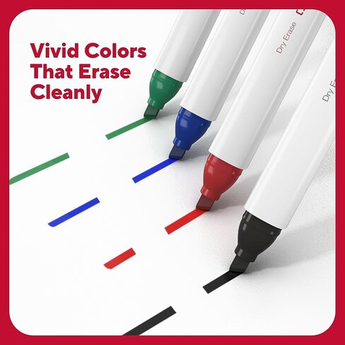 Staples Tru Red Tank Dry Erase Markers ، Tip Zisel ، ألوان متنوعة 12 علامات شكل برميل Squircle ، AP معتمدة من ألوان زاهية ، زاهية مشرقة ، صيغة الرائحة المنخفضة المثالية للفصول الدراسية ، المكتب ، المنزل in Kuwait