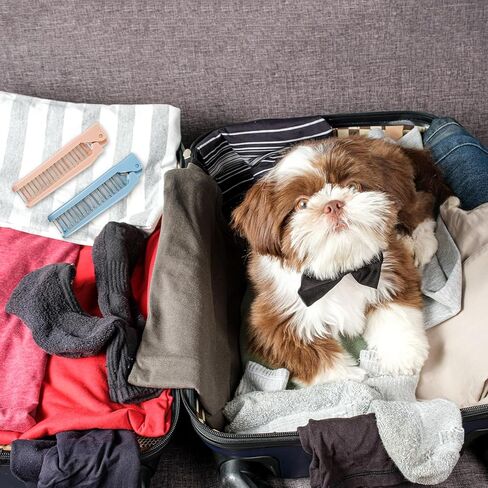 2 حزمة فرشاة جرو للكلاب الصغيرة قابلة للطي للكلب ترهيات فرش فرش كميات الكلب لأداة مشط شعر مثالية لشيه تيزوس ، يوركز ، المالتيبوس ، وسلالات صغيرة (الوردي والأزرق) in Kuwait