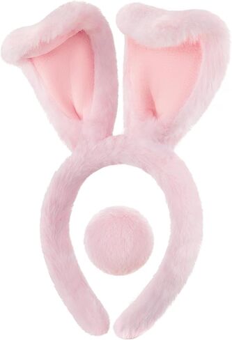 Zeyune Halloween Bunny Ears Headband for Kid with Pom Tail Set Bunny Face Makeup Accessories for Toddler Girl Rabbit Cosplay in Saudi Arabia