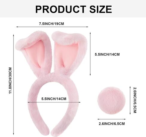 Zeyune Halloween Bunny Ears Headband for Kid with Pom Tail Set Bunny Face Makeup Accessories for Toddler Girl Rabbit Cosplay in Saudi Arabia