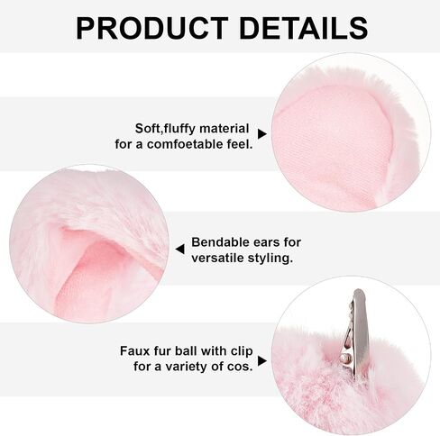 Zeyune Halloween Bunny Ears Headband for Kid with Pom Tail Set Bunny Face Makeup Accessories for Toddler Girl Rabbit Cosplay in Saudi Arabia