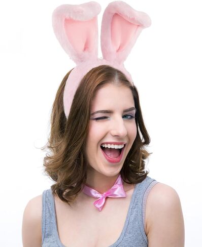 Zeyune Halloween Bunny Ears Headband for Kid with Pom Tail Set Bunny Face Makeup Accessories for Toddler Girl Rabbit Cosplay in Saudi Arabia