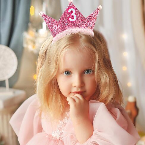 Birthday Girl Headband with Pearl & Sash Set for 4th Birthday Decorations for Girls, Princess Crown Headband for 4 Year Old Girl Outfit Gift Dress in Saudi Arabia