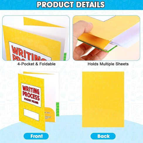 24Pcs Writing Bulk Folders with Pockets for Students Writing Process Folders Homework Folder 4 Pocket Take Home Folder Educational and Learning Activities Supplies for Classroom Teacher Back to School in Saudi Arabia