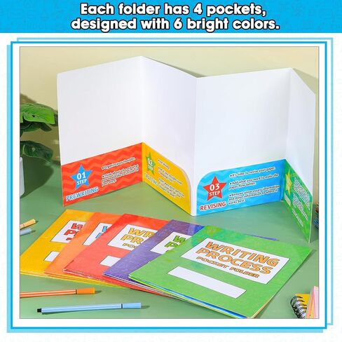 24Pcs Writing Bulk Folders with Pockets for Students Writing Process Folders Homework Folder 4 Pocket Take Home Folder Educational and Learning Activities Supplies for Classroom Teacher Back to School in Saudi Arabia