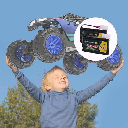 9.6V Rc Battery 1500mAh Rechargeable Ni-MH Battery Pack with Standard Tamiya Connector and USB Charger Cable for RC Car, Robots, RC Monster Truck (1 Pack) in Kuwait